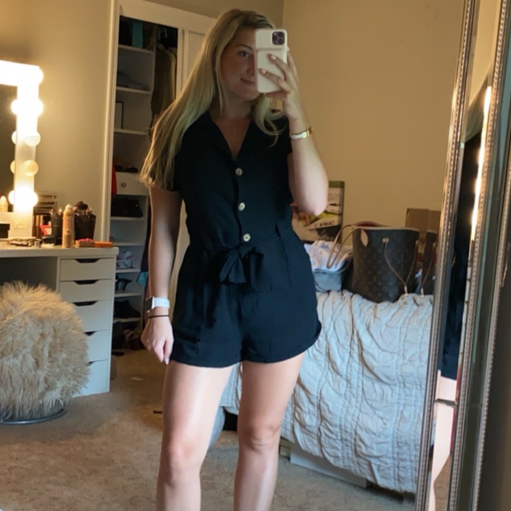 Black Short Sleeve Romper